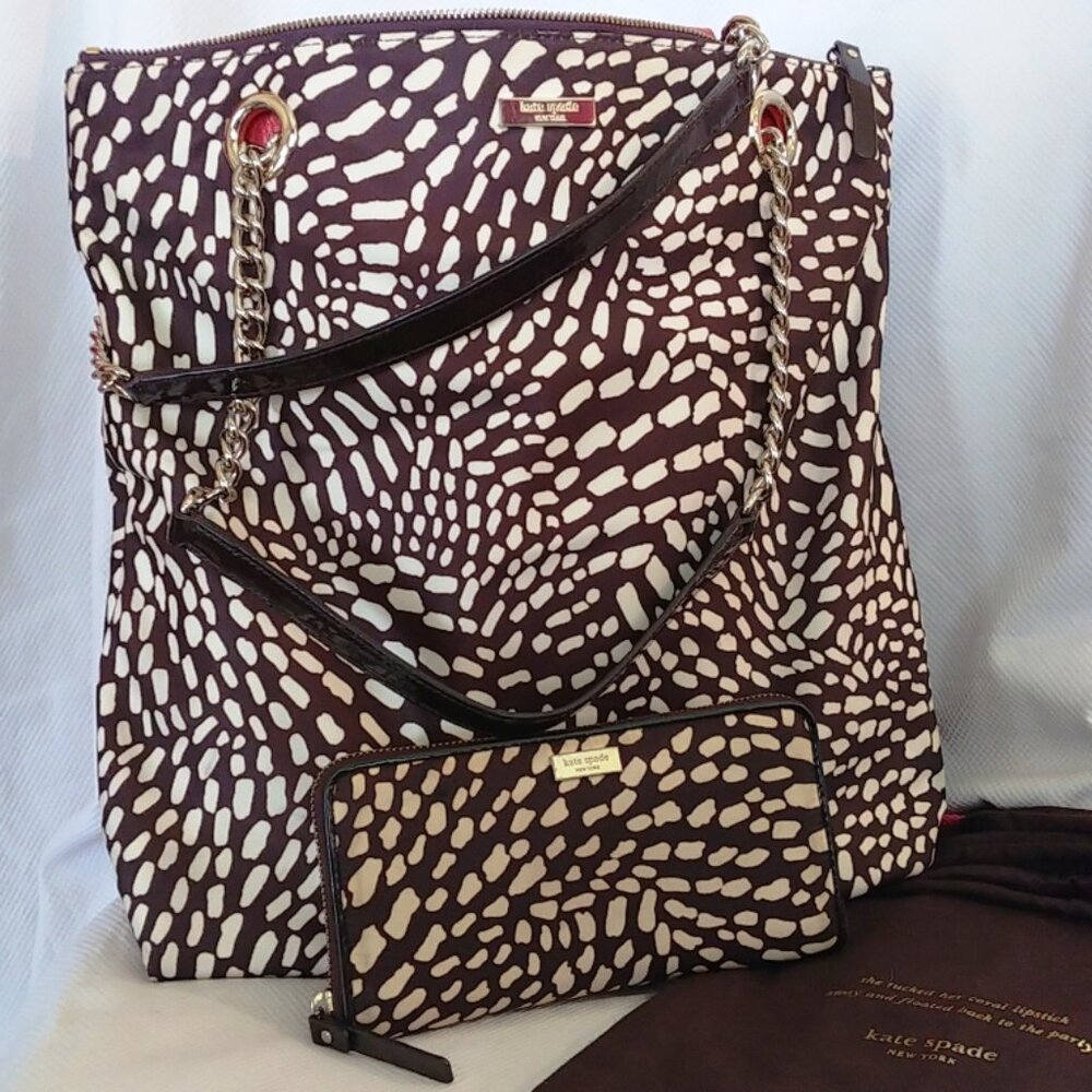 Kate Spade Lindenwood Safari Tote & Wallet Bundle EUC